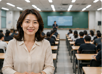 인천 대형 입시학원 40대 여성 대표를 표현한 AI 생성 이미지